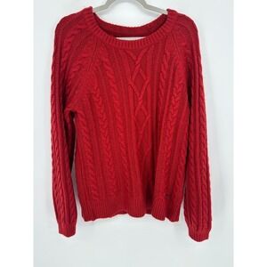 Abercrombie & Fitch Men's XL Red Cable Knit Sweater Fisherman Preppy Heritage